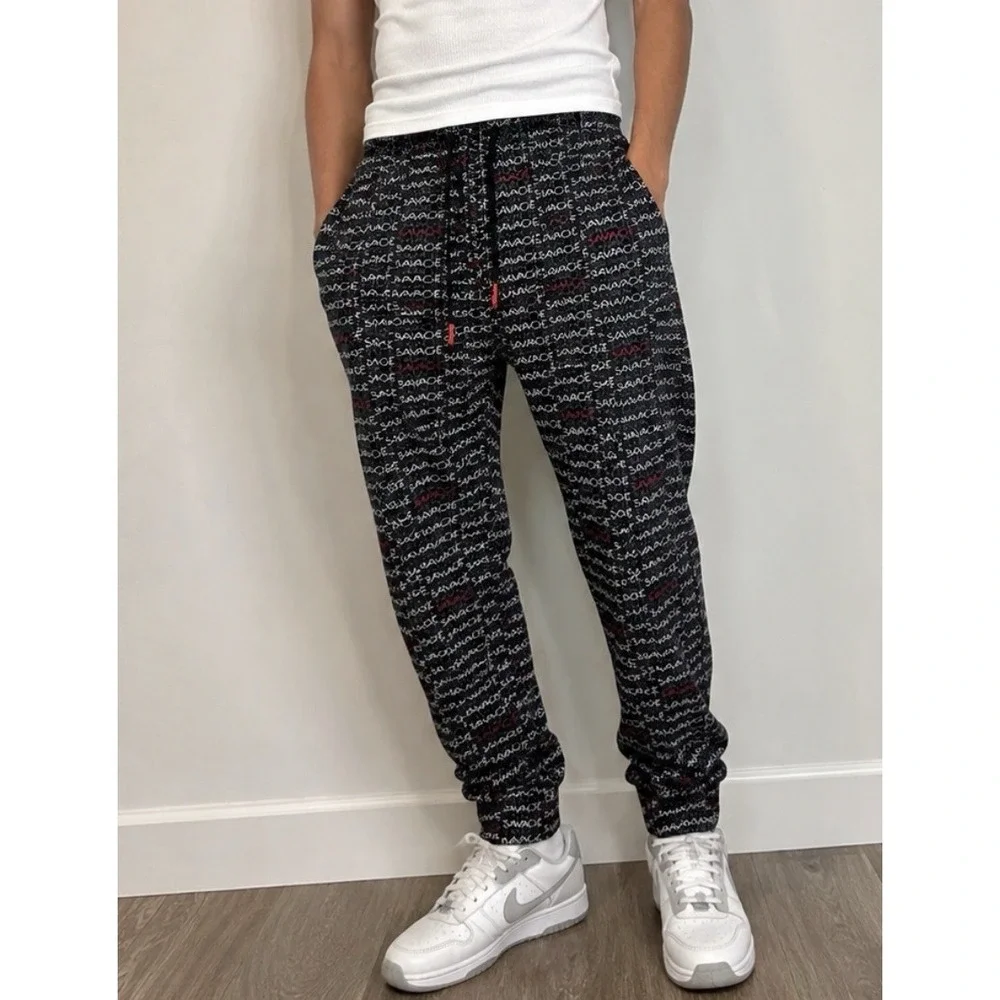 Y2K Public Record Mens Savage Graphic Joggers Size L Fleece‎ Hip Hop Urban Retro